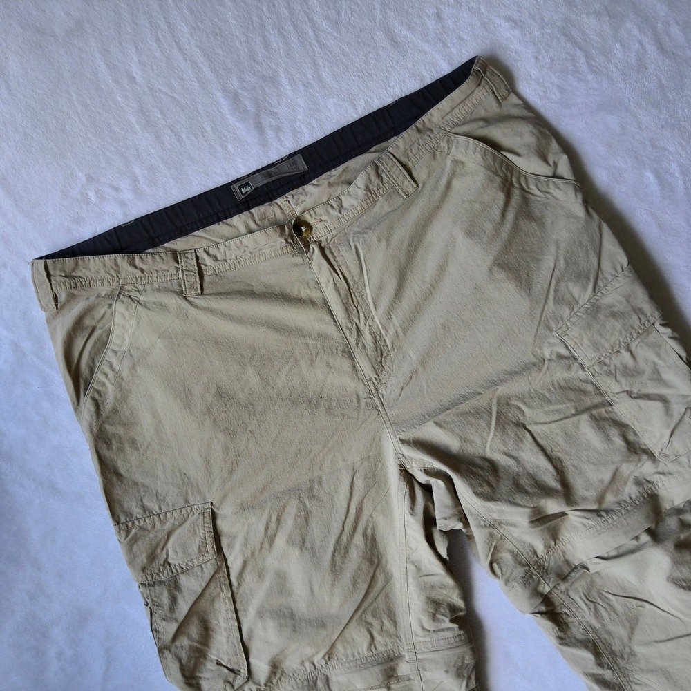 REI Sahara Convertible Hiking Pants Mens XXL 30L Tan Cargo Zip Off Outdoor